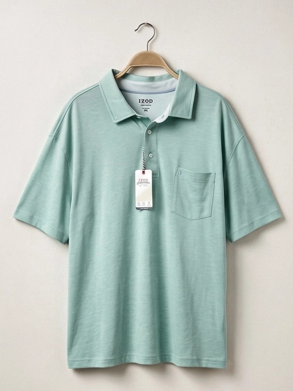 IZOD Saltwater Beach SS Polo Shirt Green 3XL NWT